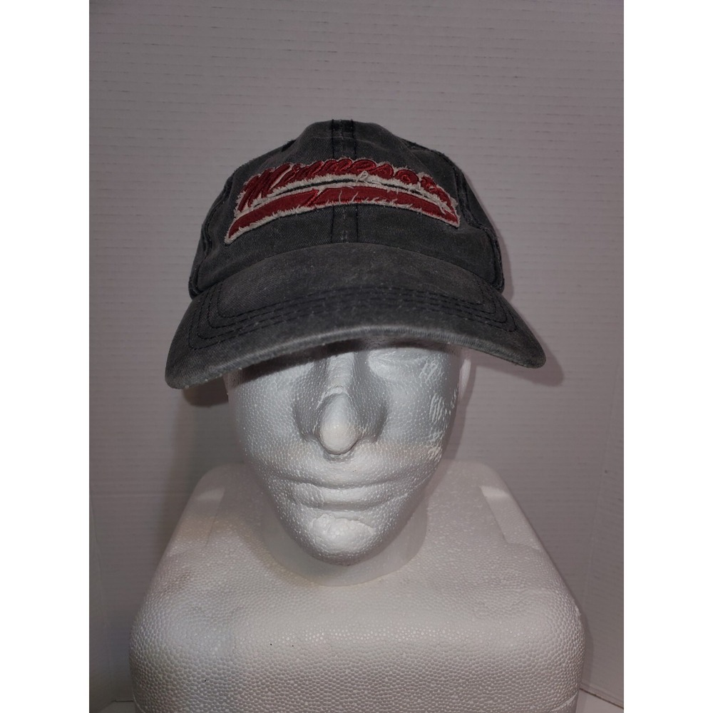 JHats Minnesota adjustable hat cap distressed acid wash gray denim embroidered